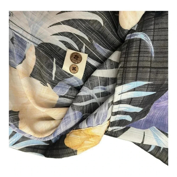 Caribbean Blue Floral Linen Causal Button Front Short Sleeve Shirt Men’s XL - Picture 7 of 12